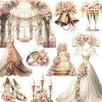 TIAMECH Wedding Lover Paper Stickers - 72 Pcs Bride Couple Rings Party Cake Design, Waterproof Sticker for Journaling & Scrapbooking, Junk Journal Supplies, Ephemera & DIY Crafts
