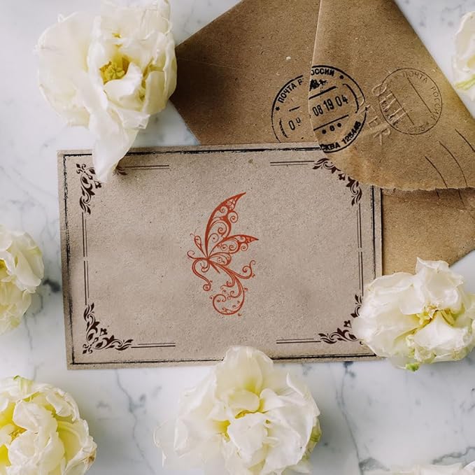 GLOBLELAND Retro Flower Corner Cling Rubber Stamp 8.7"x7" Vintage Butterfly Corner EVA Stamps Embossing Stamp Seal Rubber Stamps for DIY Scrapbooking and Card Making Paper Craft Decor