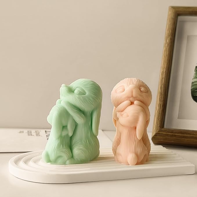 Couple Rabbit Candle Mold - Resin Casting Silicone Molds for Home Decor & Candle Making Wave Spiral Mold