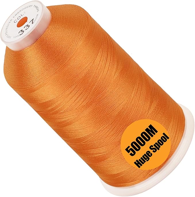 New brothread - Single Huge Spool 5000M Each Polyester Embroidery Machine Thread 40WT for Commercial and Domestic Machines - Reddish Brown