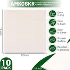 10 Pack Basswood Sheets - 12 x 12 x 1/8 Inch (3mm) Premium Plywood Sheets Unfinished Wood Boards for Crafts - Laser Cutting, Engraving, Wood Burning & Architectural Models with Smooth Surface