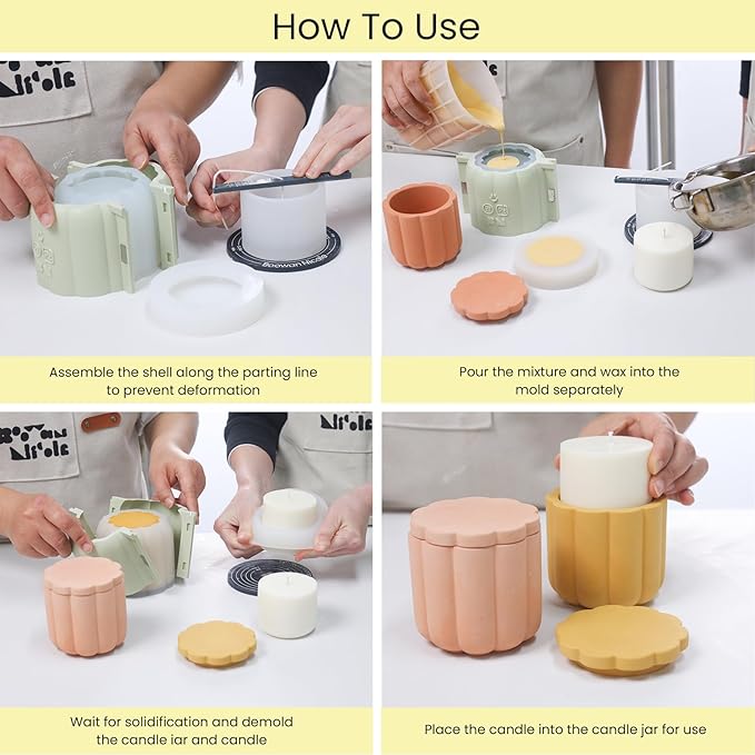 BOOWAN NICOLE Candle Vessel Silicone Mold for Concrete, Candle Jar Planter Molds Silicone Mould for DIY