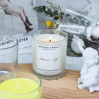 Creahaus 10oz, 16 Pack Thick Candle Jars with Bamboo Lids for Making Candles, Bulk Clear Empty Glass Candle Containers & Sticky Labels, Warming Labels Kit, Heat Resistant Candle Vessels