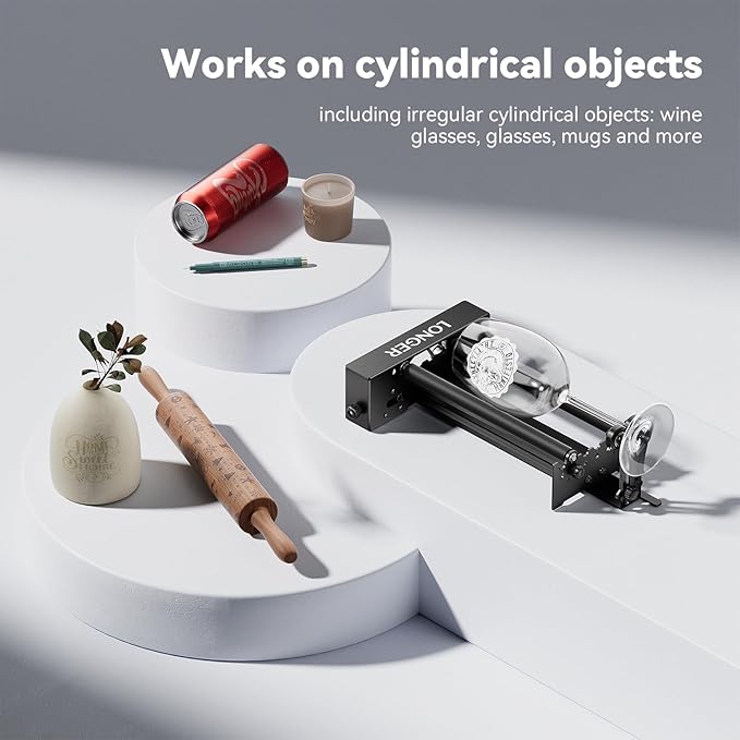 Longer Laser engraver's Rotary Roller Lift Stand Allows for Height Adjustment, Making it More Effectively Compatible with The Rotary Rollers of Most Laser engravers.