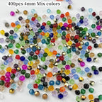 400pcs 4mm Bicone Glass Crystal Beads for Jewelry Making, Faceted Bicone Glass Spacer Beads for Bracelet Earring Necklace DIY Craft(Mix Color)