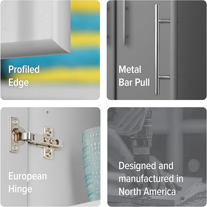 Prepac Elite Tall Garage Storage Cabinet & Pantry Storage Cupboard, 2-Door Freestanding Bathroom or Pantry Cabinet with Adjustable Shelves, 16" D x 32" W x 65" H, Light Gray