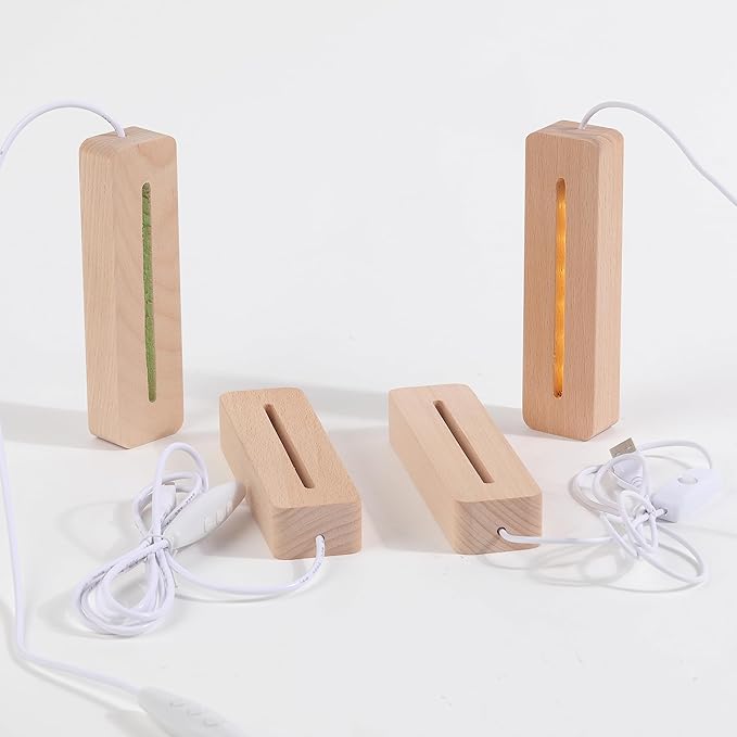 Resin Casting Mold Silicone Mold Supplies 2 Pack 6 Inch Rounded CuboidLed Wood Led Base Rectangle Led Light Base 1Pcs White LED Base and 1Pcs Multicolor LED Base