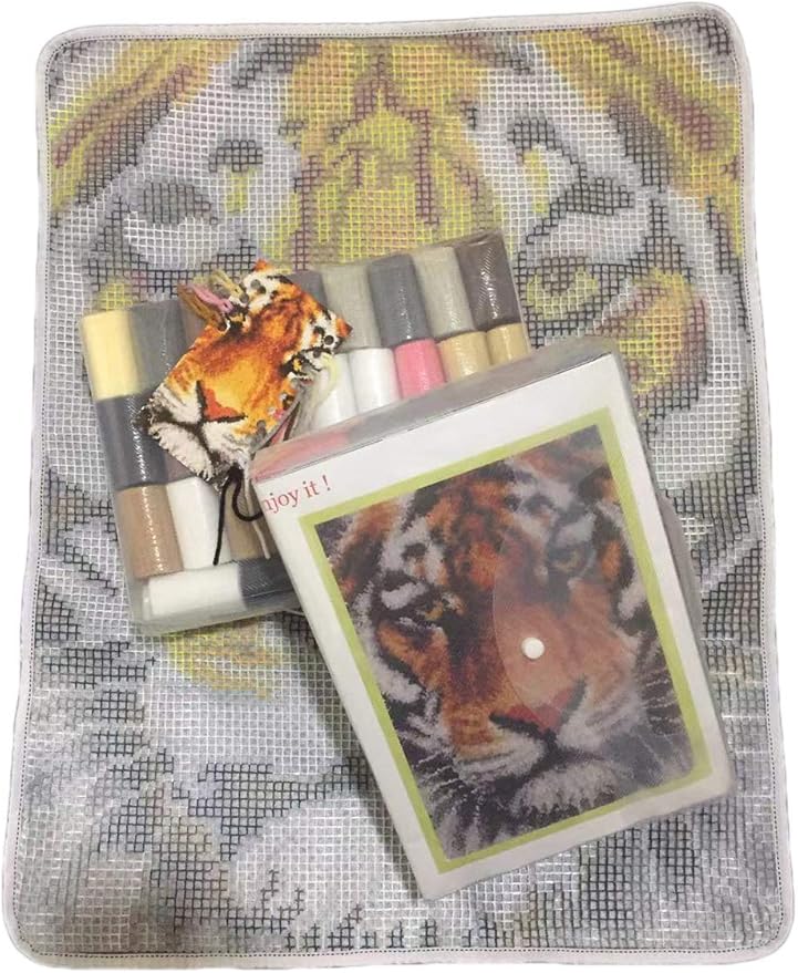 YAKOLECI Latch Hook Kits for Adults, Color Printed DIY Carpet Crafts Arts for Home Decoration Festival Gift 31''X19'' (Tiger)