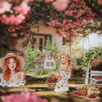 TIAMECH Romantic Trip to Garden PET Stickers - 120 Pcs Flower Pinking Dream Cherry Girls Design, Waterproof Sticker for Journaling & Scrapbooking, Junk Journal Supplies, Ephemera & DIY Crafts