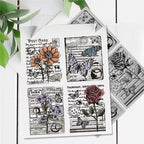 GLOBLELAND Vintage Background Cling Rubber Stamp 7.09x8.66inch Flowers Butterflies EVA Stamps Embossing Stamp Seal for DIY Scrapbooking and Card Making Paper Craft Decor
