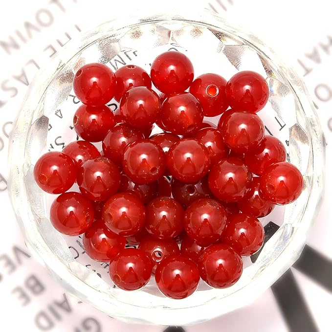 NCB 100pcs 8mm Round Carnelian Natural Stone Beads for Jewelry Making (Red, 100Beads)