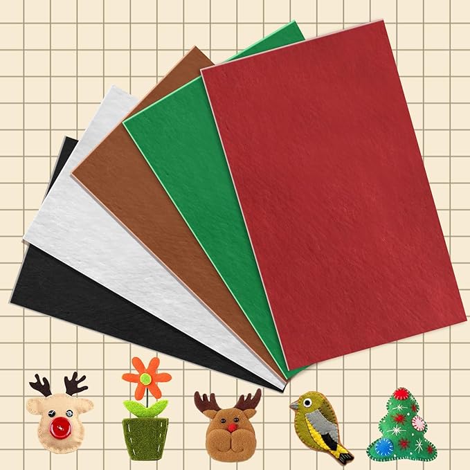 10 Pack Self Adhesive Felt Sheets - Green Felt Fabric with Adhesive Backing - Peel and Stick Felt Sheet for Arts Crafts DIY and Decorations - A4 Size(8" x 12")