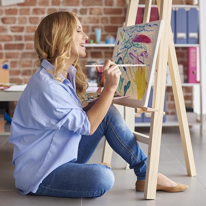 CONDA 16x20 inch Stretched Canvas for Painting, Pack of 5, Primed, 100% Cotton 5/8 Inch Profile Value Bulk Pack for Acrylics, Oils Painting