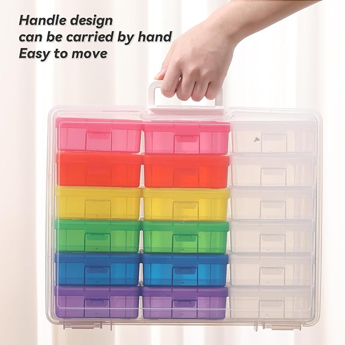 Plastic Storage Box Arts & Crafts Storage Boxes & Organizers With Large Storage Box Small Rectangular Plastic Container For Craft Storage (12 Color+6 Clear-Small)