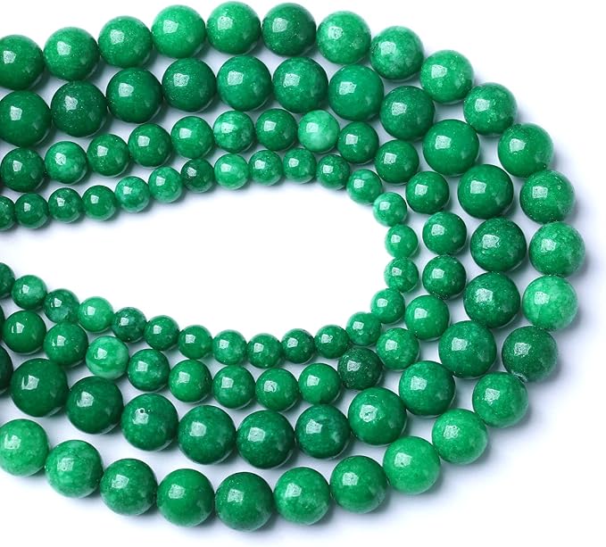 8MM 46PCS Natural Stone Green Cloudy Jade Spacer Loose Beads for Jewelry Making DIY Bracelet Necklace 1 Strand 15’’
