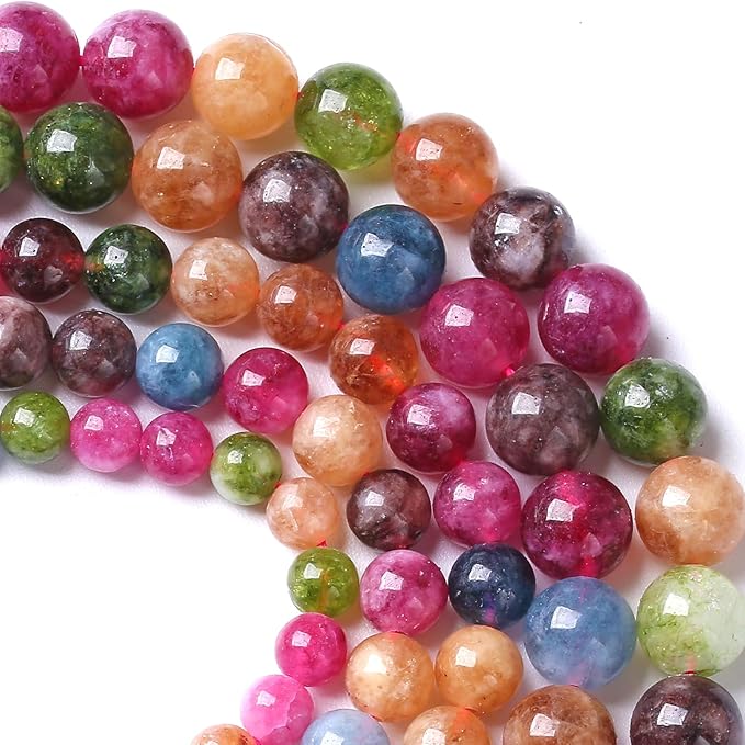 6MM Colorful Tourmaline Stone Beads Natural Gemstone Round Loose Beads for Jewelry Making Bracelet Necklace 120pcs 2 Strands 32"