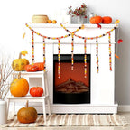 Huwena 200 Pcs Fall Wooden Beads Autumn Pumpkin Maple Leaf Colorful Round Loose Spacer Thanksgiving Beads Wood Bead Colorful Craft for DIY Craft Making Bracelet Necklace Home Decor