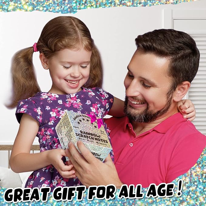 ZMLM 165 Rainbow Scratch Paper Art Crafts Mini Notes Kids Gifts 4 5 6 7 8 9 10 Years Old Girls Boys Students Teens Classroom Prizes School Supplies Birthday Party Travel Toy Activity (Silver)