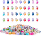 100 Pieces 14mm European Large Hole Spacer Beads Mix Color with Silver Brass Cores Assortments Charm Lampwork Beads Supplies for Necklace Bracelets Jewelry Making (Ｇolden Wire Jelly)