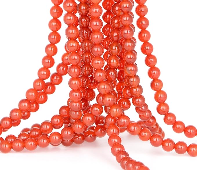 4mm 200pcs Natural Stone Round Beads Carnelian Genuine Stone Beading Loose Gemstone DIY Charm Smooth Beads for Bracelets Necklaces Earrings Hole Size 1mm (Carnelian 4mm)