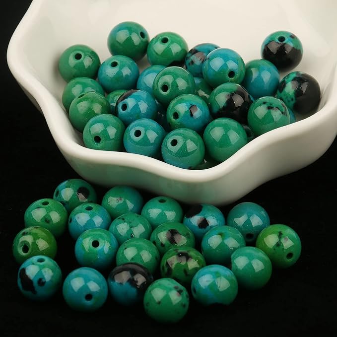 60pcs 6mm Natural Stone Beads Phoenix Stone Beads Energy Crystal Power Gemstone for Jewelry Making, DIY Bracelet Necklace