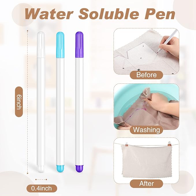 Flutesan 3 Pcs Bowl Cozy Pattern Template 8/10/12 Inch Clear Acrylic Bowl Wrap Sewing Pattern Template with 3 Pieces Water Soluble Pen Batting Quilting Cut on Fold Stencil(Point Edge)