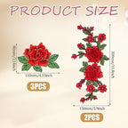 5pcs Rose Flower Embroidered Patches Floral Appliques Embellishments Clothing Accessories Sew on Crafts Repairing Arts Sew Making Sewing Patches for DIY Jeans Dress Bag