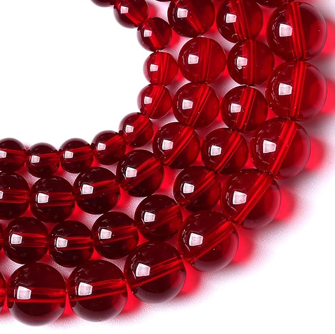 12mm Garnet Red Glass Crystal Beads Smooth Round Stone Beads with Energy Power for DIY Jewlery Bracelets Making 32pcs 1 Strands 15"