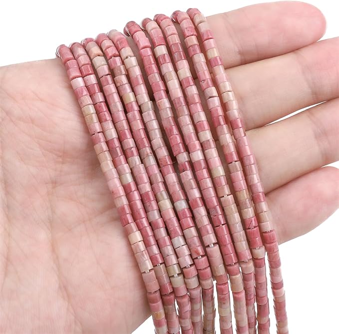 Natural Rhodochrosite Spacer Beads Caps Flat Round Loose Beads for Beading Jewelry Making 3mmx2mm 38cm