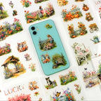 Transparent Garden Flower Stickers for Scrapbooking, 20 Sheets Precut PET Journal Stickers Book for Journaling Supplies, Card Making, Junk Journal, Scrap Book, Bujo, DIY Crafts Arts