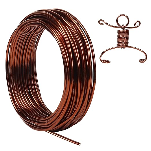 Tenn Well 9 Gauge Aluminum Wire, 50 Feet 3mm Bendable Craft Wire for Bonsai Training, Sculpting, Doll Making, Jewelry Making, Crafting (Bronze)