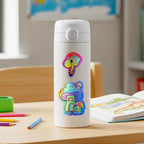 100 Pack Holographic Mushroom Stickers for Laptop Water Bottles Scrapbook, Mushroom Party Favors