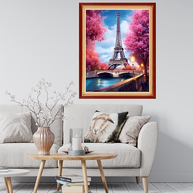 Findvoor Stamped Cross Stitch Kits for Beginner Embroidery Kits for Beginners Adults DIY 11CT Cross Stitch Patterns Needlepoint Kits Crossstitching Kits-Iron Tower Twilight 16x20 inch