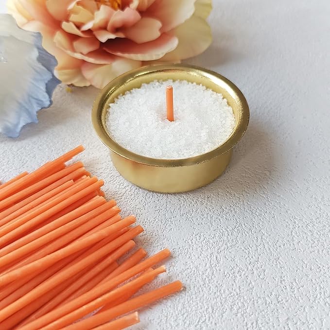 Pearled Candle Extra Wicks 100 Pack for Pearled Candle Making - 2 Inch Orange Cotton Candle Wicks for Candle Making DIY