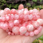 45pcs 8mm Natural Pink White Persian Jade Gemstone Beads Round Loose Spacer Beads for Jewelry Making DIY Bracelets Necklaces 15" (Pink Persian Jade, 8mm)