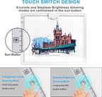 A3 Rechargeable Light Pad, TOHETO 2500mAh Battery Powered Light Board with Stand Top Magnetic Clip 3 Colors Stepless Dimmable 6 Levels Brightness Light Box for Diamond Painting Weeding Vinyl (White)