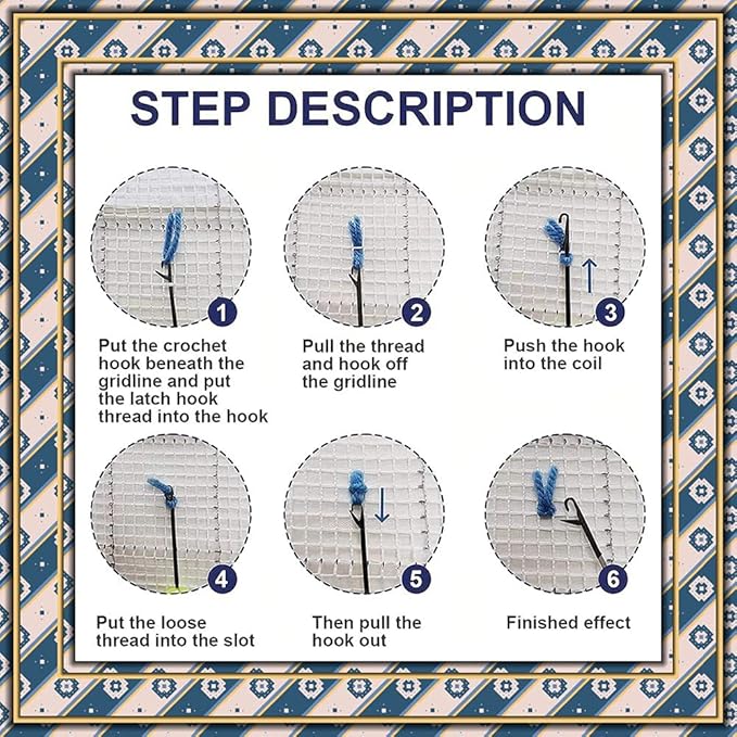 Latch Hook Kits Rug Parrot Crochet Yarn Cushion Colour Pre-Printed Canvas Cover Rug Needlework DIY Hook and Latch Kit Christmas Home Decoration 30x30cm/12 X12inch