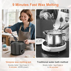 venpow Candle Wax Melter with Pour Spout, Candle Making Kit for Adult Beginners, for Candle Making, Set Includes Wax Melting Pot, Stirring Spoon, Thermometer, Wick, Wick Sticker and Centering Device