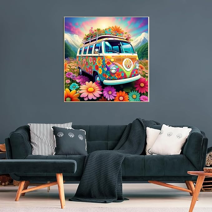 Flowers Cross Stitch Kits for Beginners Adults, Patterns Dimensions Needlepoint Art Crafts,Counted Cross Stitch Kits Embroidery Kits for Beginners Adults for Home Decor 13.8x13.8 inch