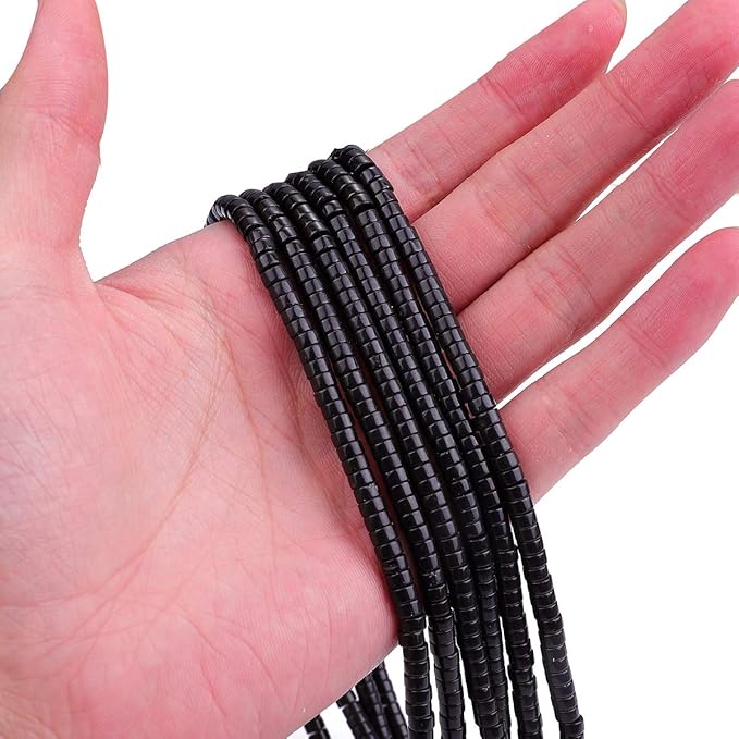 Natural Black Onyx Spacer Beads Caps Loose Semi Gemstone for Beading Jewelry Making 4mmx2mm 38cm