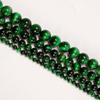 NCB 100PCS 8mm Natural Green Tiger's Eye Gemstone Round Loose Stone Spacer Beads for Jewelry Making with Crystal Stretch Cord
