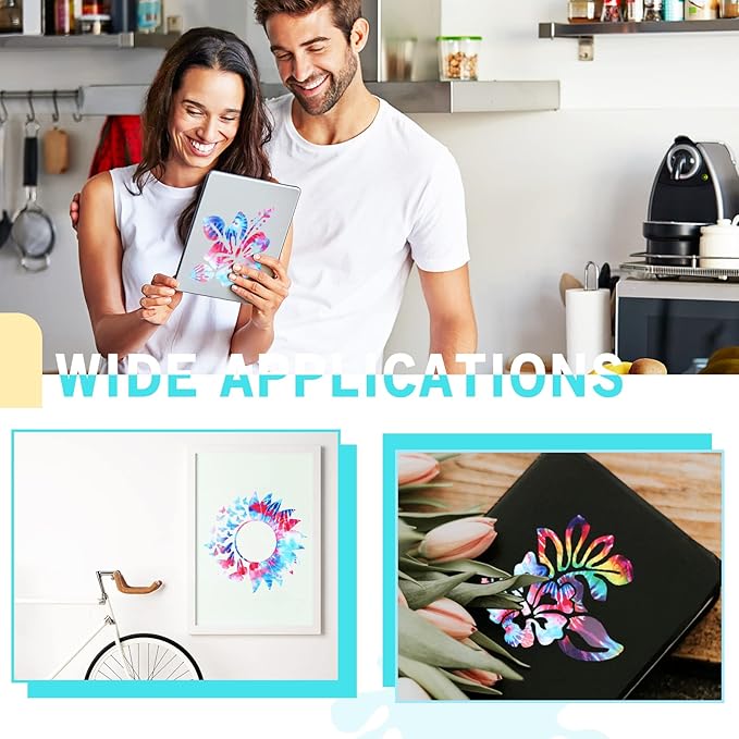 Tintnut Tie Dye Permanent Vinyl Roll - 12 inch x 5ft, Seamless Blue Red Adhesive Vinyl, Interesting Swirl Pattern Self Sticker Water Proofing for Home Decor