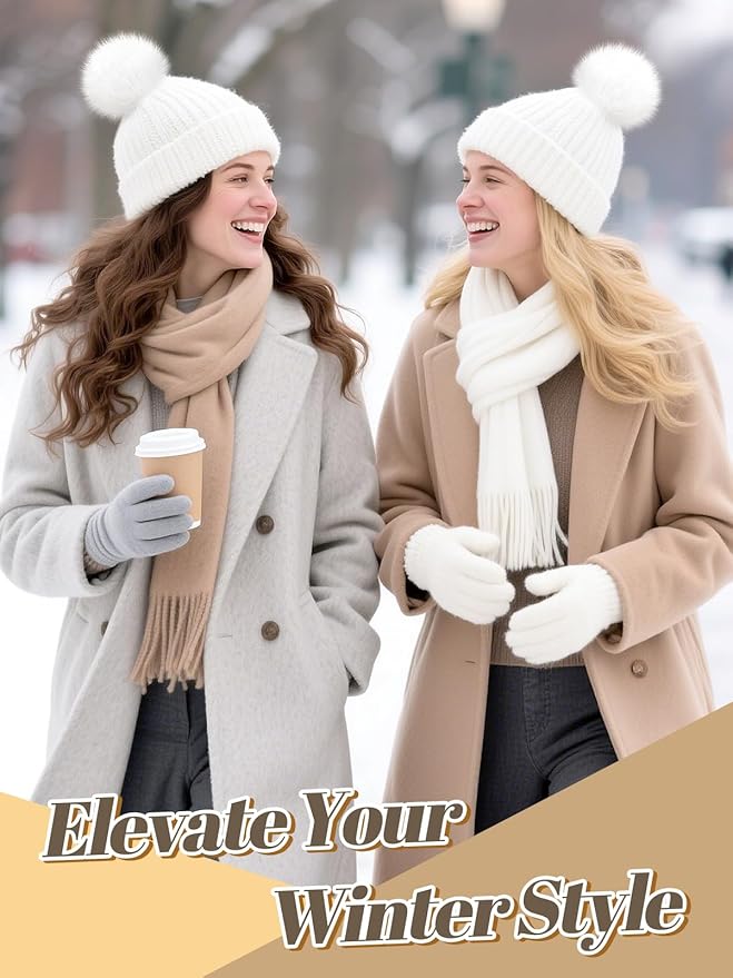 5in Large White Fluffy Pom Poms Crochet Accessories - 10pcs Faux Fur Pompom Balls Knitting Accessories for Hats, Beanies, Shoes, Scarves, Gloves, Bags, Keychains Charms