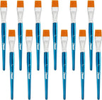 1 inch Flat Paint Brushes for Acrylic, Watercolor, Oil & Face Body Rock Canvas Art - 12 PCS Acrylic Paint Brush Bulk Large Craft Brushes (12)