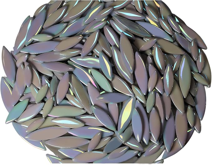 VerzTile Mosaic Tiles for Crafts - Petal Shaped Ceramic Tile Craft Hobbies & Art Projects 39 Color Options Endless Creativity DIY Design (Pearlescent White)