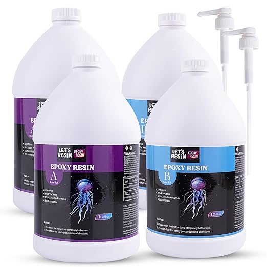 LET'S RESIN EPOXY RESIN 4 Gallon Epoxy Resin with Pumps, Bubble Free & High-Gloss Resin Kit, Crystal Clear Epoxy and Hardener for DIY Art, Molds Casting,Craft