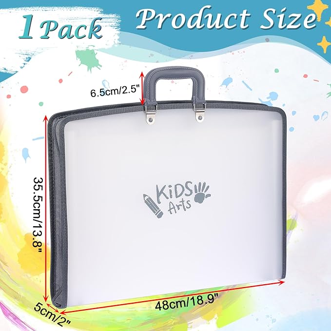 BTSKY 1 Pack A3 Art Portfolio - 11x17 Inch Zippered Accordion File Organizer with 13 Pockets, Portable Portfolio Folder with Zipper Closure & Sticky Labels for Artworks, Documents, Paintings