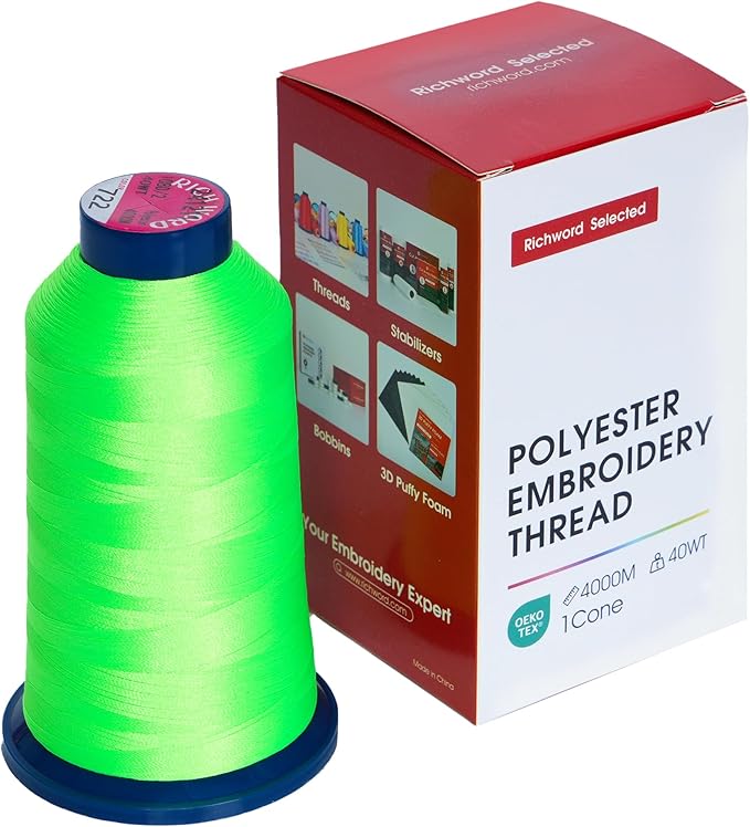 Richword Selected Green Embroidery Thread 4000M(4374Y) 40WT Polyester Thread 100 Colors Selected for Commercial Multi Needles and Single Needle Embroidery Machine 0722