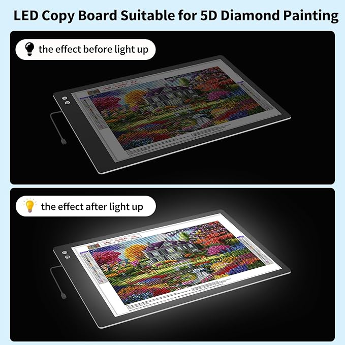 Rechargeable A1 Light Box (35.4''x23.6''), 3-Color Light LED Light Pad for Tracing, Large Diamond Painting Light Board, 6 Levels/Stepless Dimming Light Table for Drawing, Sketching, Animation