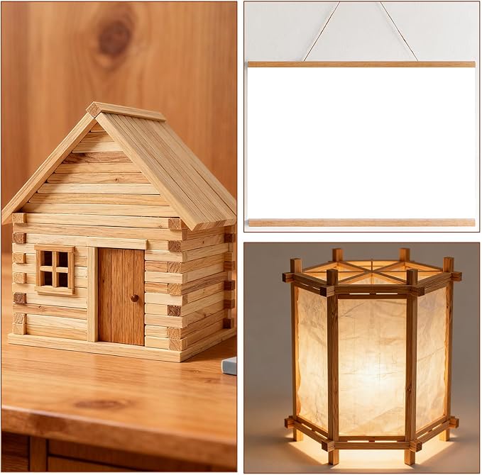 1/4" x 12" 50PCS Square Wooden Dowel Rods Small Wood Square Dowel Unfinished Bamboo Craft Hardwood Sticks Wooden Strips for Arts and DIYers, DIY Projects Home Decor Woodworking